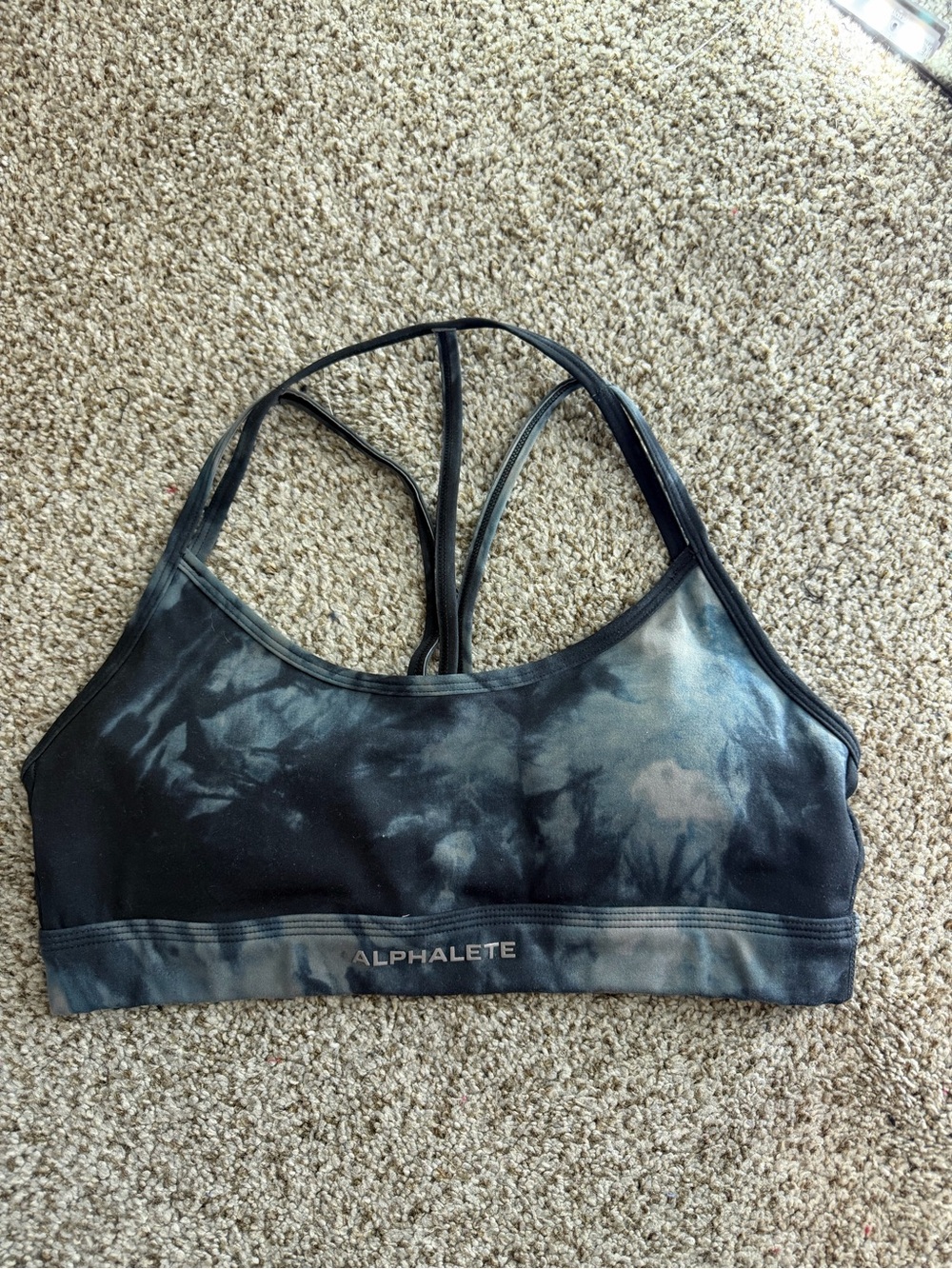 Alphalete Women's Black & Gray Tie-Dye Sports Bra